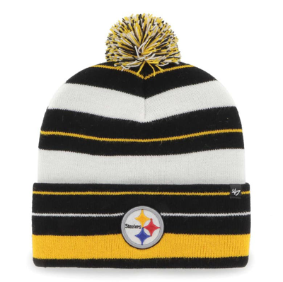 47 ' Black Pittsburgh Steelers Powerline Cuffed Knit Hat With Pom