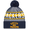 NEW ERA NEW ERA NAVY GREEN BAY PACKERS STRIPED CUFFED KNIT HAT WITH POM