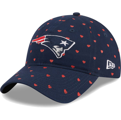 New Era Kids' Girls Youth   Navy New England Patriots Hearts 9twenty Adjustable Hat In Blue