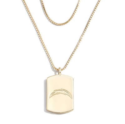 Wear By Erin Andrews X Baublebar Los Angeles Chargers Gold Dog Tag Necklace