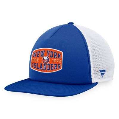 Fanatics Branded Royal/white New York Islanders Foam Front Patch Trucker Snapback Hat In Blue