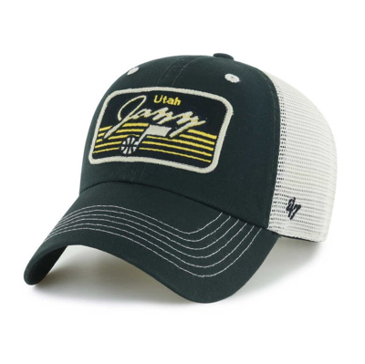 47 ' Black Utah Jazz Five Point Patch Clean Up Adjustable Hat
