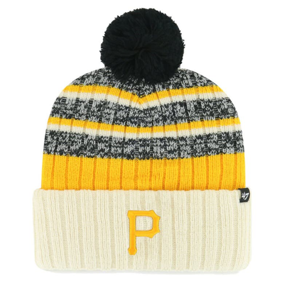 47 ' Natural Pittsburgh Pirates Tavern Cuffed Knit Hat With Pom In Yellow