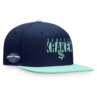 Fanatics Branded Deep Sea Blue/light Blue Seattle Kraken Fundamental Colorblocked Snapback Hat