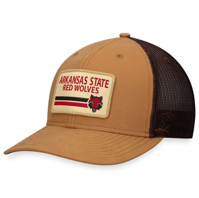Top Of The World Khaki Arkansas State Red Wolves Strive Trucker Adjustable Hat In Brown