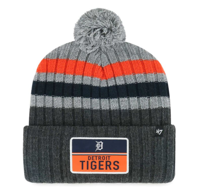 47 ' Gray Detroit Tigers Stack Cuffed Knit Hat With Pom In Black