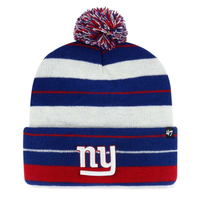 47 ' Royal New York Giants Powerline Cuffed Knit Hat With Pom In Black