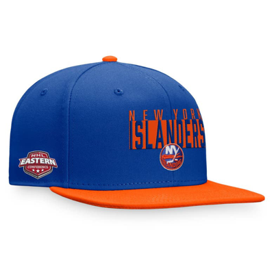 Fanatics Branded Royal/orange New York Islanders Fundamental Colorblocked Snapback Hat In Blue