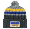 47 '47 GRAY ST. LOUIS BLUES STACK PATCH CUFFED KNIT HAT WITH POM