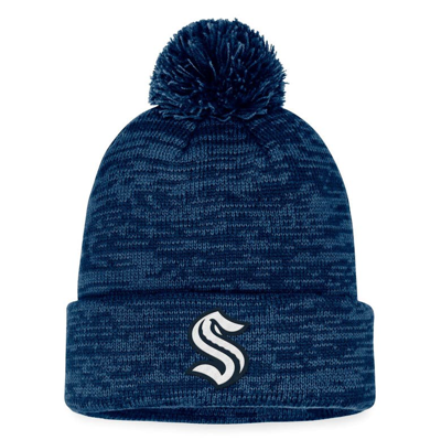 Fanatics Branded Deep Sea Blue Seattle Kraken Fundamental Cuffed Knit Hat With Pom