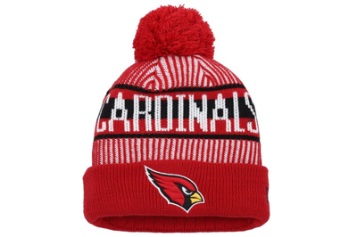 New Era Kids' Youth  Cardinal Arizona Cardinals Striped  Cuffed Knit Hat With Pom In Red