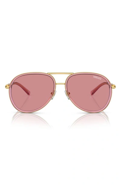 Versace 60mm Pilot Sunglasses In Pink