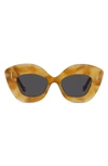 Loewe Anagram 48mm Small Cat Eye Sunglasses In Blonde Havana / Smoke