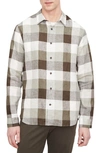 Vince Madrid Buffalo Check Linen Button-up Shirt In Sage/ Off White