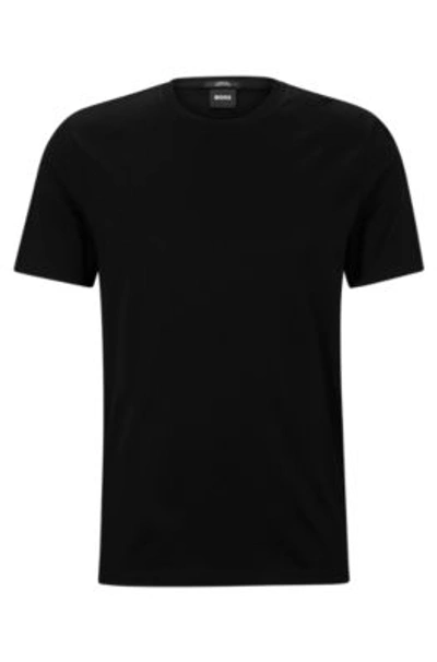 Hugo Boss Slim-fit Short-sleeved T-shirt In Mercerized Cotton In Black