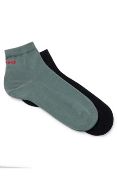 Hugo Two-pack Of Short-length Logo Socks In Dark Green
