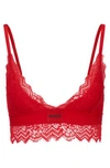 HUGO PADDED TRIANGLE BRA IN GEOMETRIC LACE WITH LOGO LABEL
