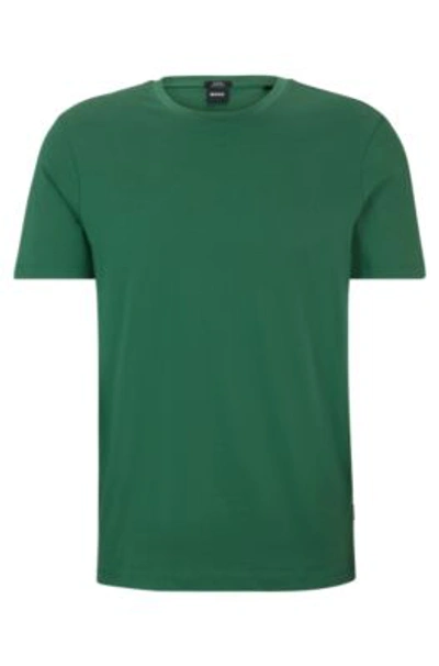 Hugo Boss Slim-fit Short-sleeved T-shirt In Mercerized Cotton In Light Green