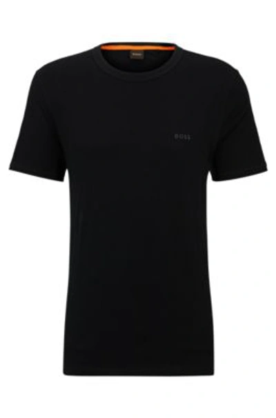 Hugo Boss Cotton-jersey T-shirt With Tonal Logo In Black