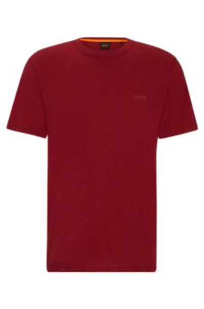 Hugo Boss Cotton-jersey T-shirt With Tonal Logo In Light Red