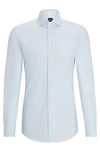 Hugo Boss Slim-fit Shirt In Easy-iron Structured Stretch Cotton In Light Blue