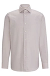 Hugo Boss Regular-fit Long-sleeved Shirt In Cotton Dobby In Brown