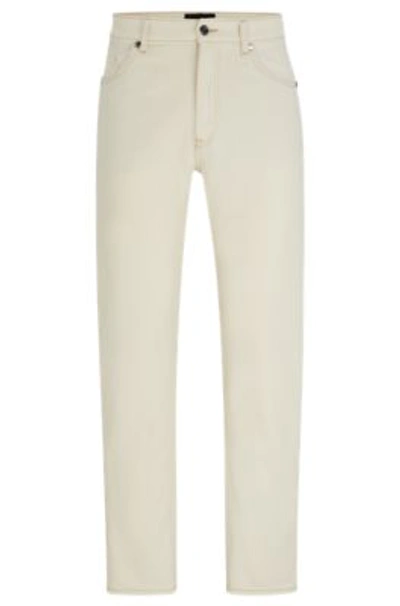 Hugo Boss Regular-fit Jeans In Ecru Luxury-comfort Denim In Light Beige