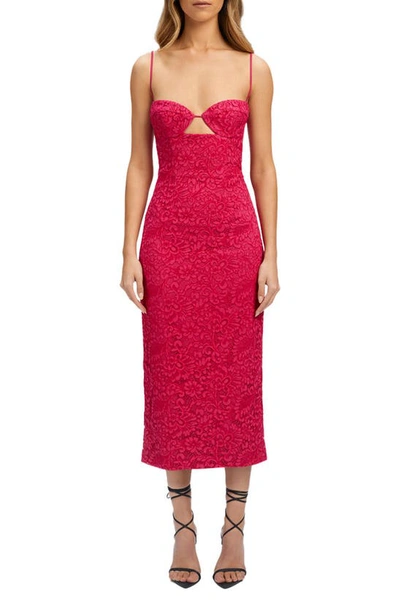 Bardot Ivanna Lace Cutout Midi Dress In Fuchsia