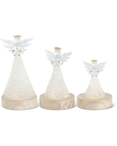 K & K INTERIORS K&K INTERIORS SET OF 3 HANDCRAFTED SPUN GLASS LED ANGELS