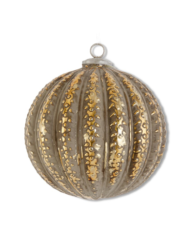 K & K Interiors 7.75in Distressed Glass Embossed Ball Ornament In Gold