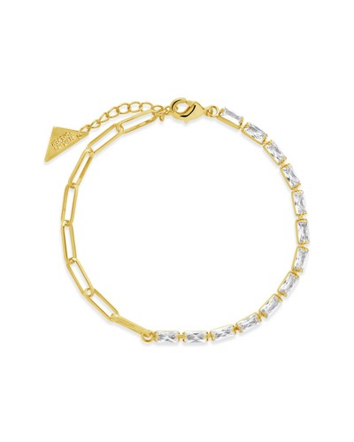 Sterling Forever Hunter Cubic Zirconia Tennis Bracelet In Gold