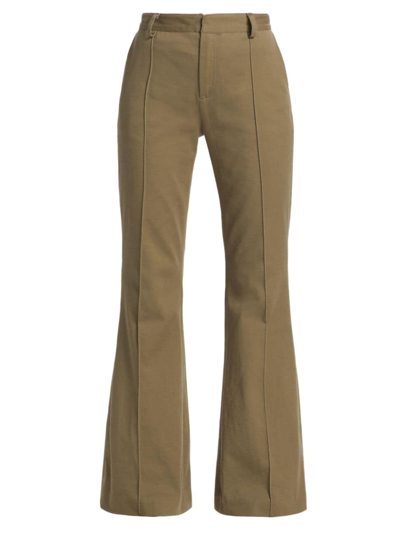 Atm Anthony Thomas Melillo Washed Cotton Twill Flare Pants In Oil Green