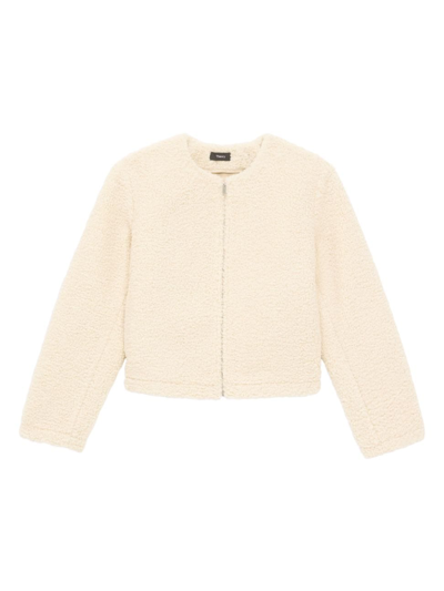 Theory Cropped Easy Sherpa Jacket In Cream