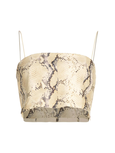 Helmut Lang Women's Python Snake-embossed Leather Crop Top In Beige