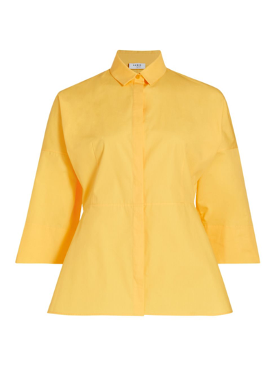 Akris Punto Women's Poplin Three-quarter-length Bell Sleeve Blouse In Yellow