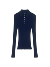 Theory Women's Wool-blend Rib-knit Slim-fit Polo Shirt In Dark Navy