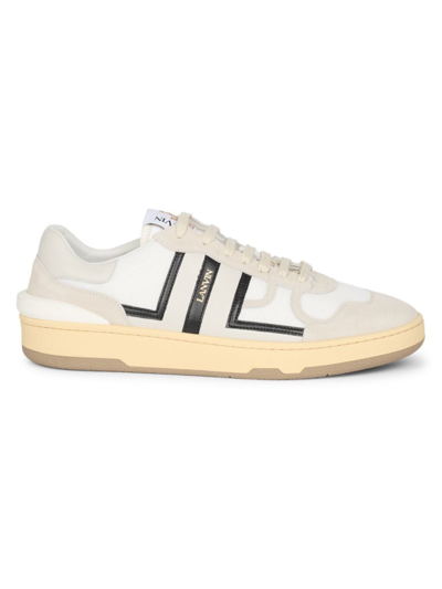 Lanvin Clay Leather Sneakers - Men's - Calf Suede/calf Leather/fabric/fabricrubber In White