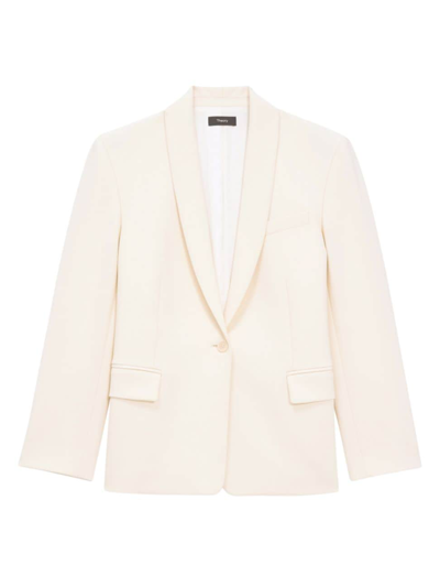 Theory Shawl-collar Admiral Crepe Jacket In White