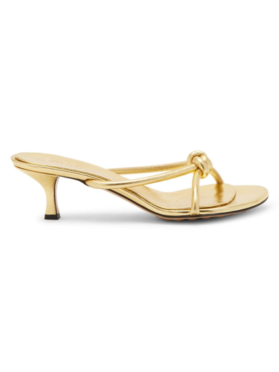 Bottega Veneta Blink Metallic Knot Slide Sandals In Gold