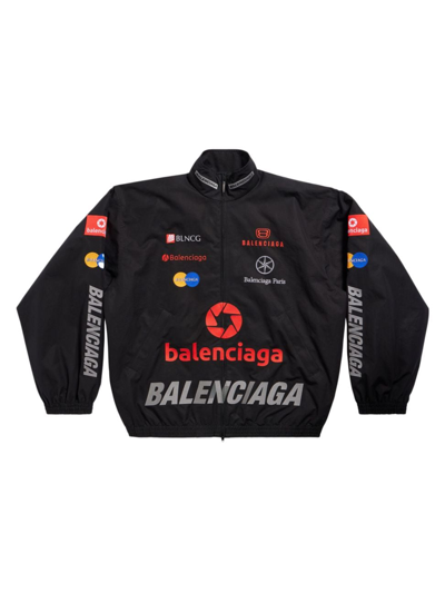 Balenciaga Logo-print Zip Jacket In Black
