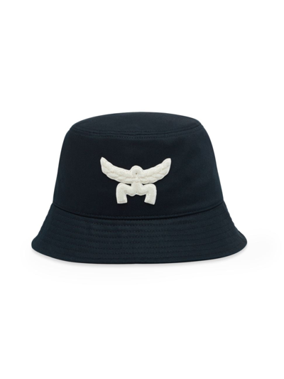 Mcm Men's Essential Logo-embroidered Cotton Bucket Hat In Dark Navy