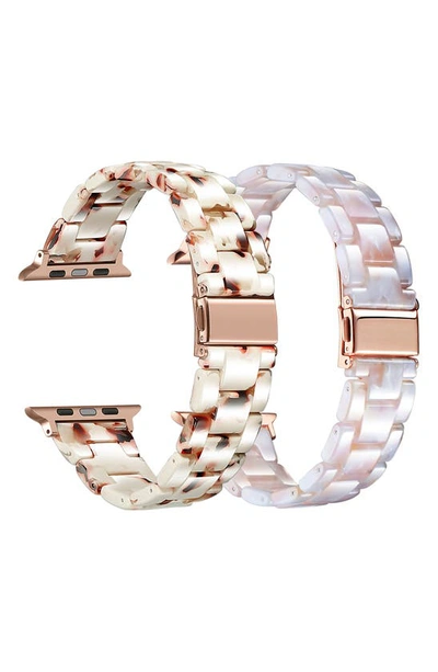 The Posh Tech 2-pack Resin Apple Watch® Watchbands In Ivory/ Blush Tortoise