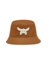 Mcm Men's Essential Logo-embroidered Cotton Bucket Hat In Cognac