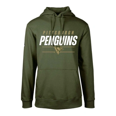 LEVELWEAR YOUTH LEVELWEAR OLIVE PITTSBURGH PENGUINS PODIUM FLEECE PULLOVER HOODIE