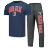 Concepts Sport Men's  Charcoal, Navy Boston Red Sox Meter T-shirt And Pants Sleep Set In Charcoal