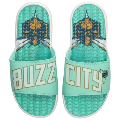 Islide White Charlotte Hornets 2023/24 City Edition Gel Slide Sandals In Teal