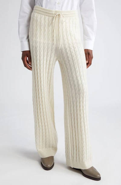 TOTÊME CABLE KNIT WIDE LEG WOOL & CASHMERE PANTS