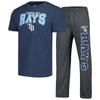 Concepts Sport Men's  Charcoal, Navy Tampa Bay Rays Meter T-shirt And Pants Sleep Set In Charcoal