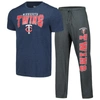 Concepts Sport Men's  Charcoal, Navy Minnesota Twins Meter T-shirt And Pants Sleep Set In Charcoal