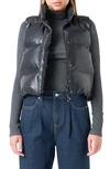 GREY LAB FAUX LEATHER CROP PUFFER VEST